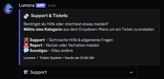 Lumora Ticket-System – Support & Tickets Embed in Discord